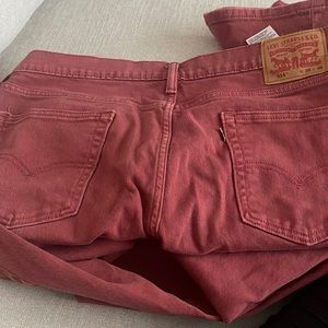 Levis Mens 514 Red Straight Fit Stretch Denim Jeans 36 X 36